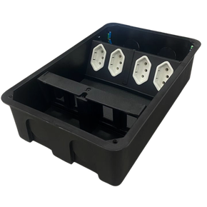 Caixa de Tomadas E-2702-4B-TBM com Tampa Metálica Cinza com 04